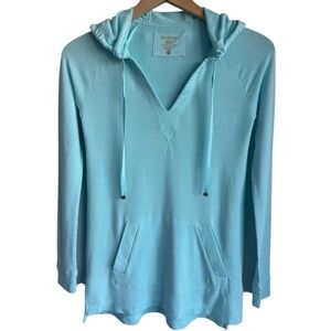 LILLY PULITZER Luxletic Arin Lounge Popover Hoodie Long Sleeve Shirt Blue XXS